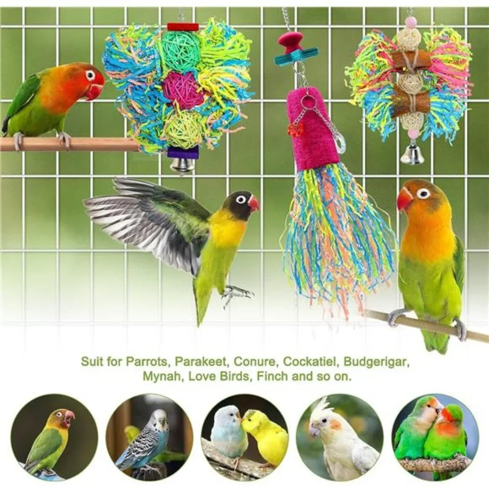 Bird Chewing Toys Parrot Shredder Toy Shred Foraging Hanging Cage Toy for Conure